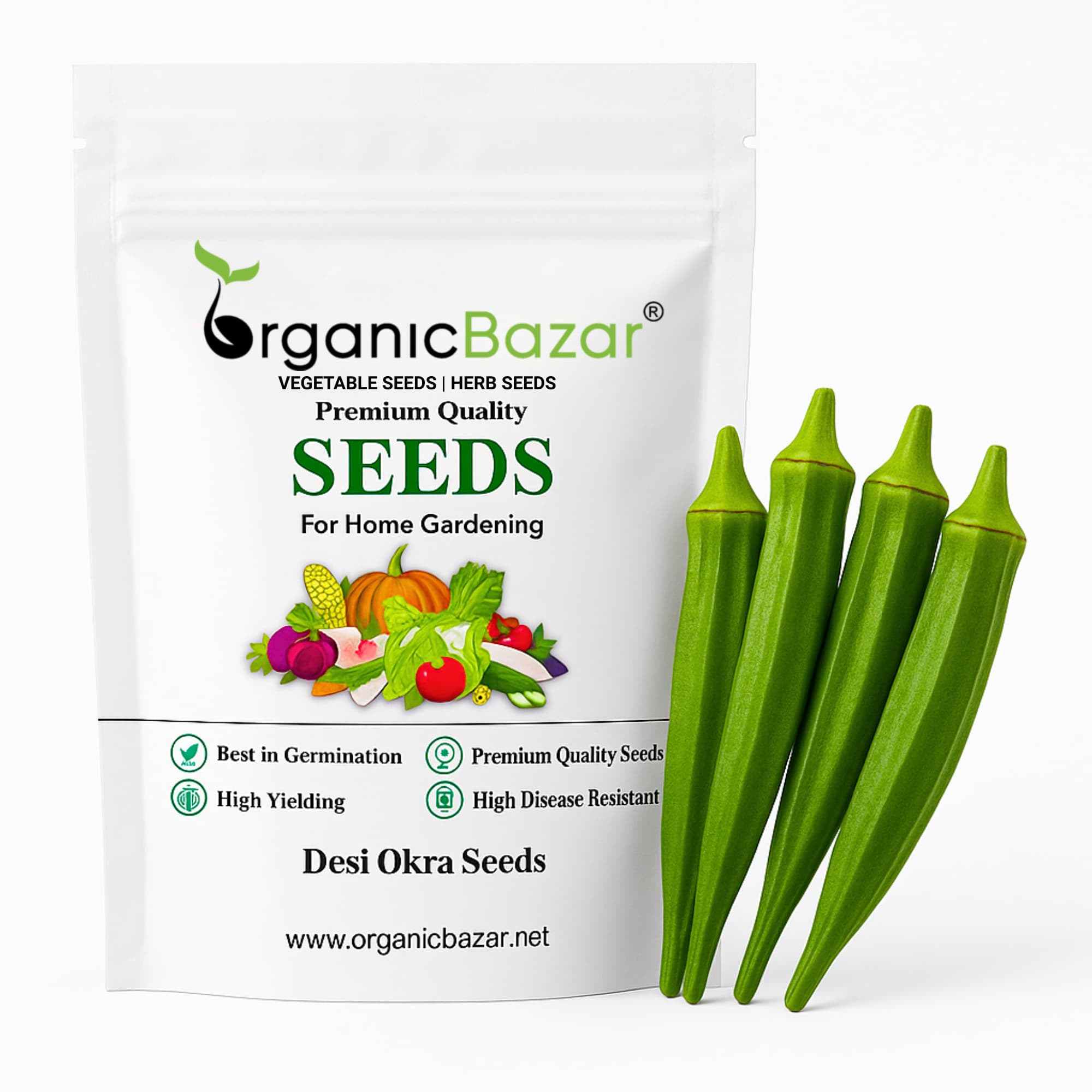 Desi Okra Seeds - 50 Seeds (Desi bhindi/देशी भिन्डी के बीज) Easy To grow, High Germination, High Yield, Desi Okra Seeds for Home Gardening