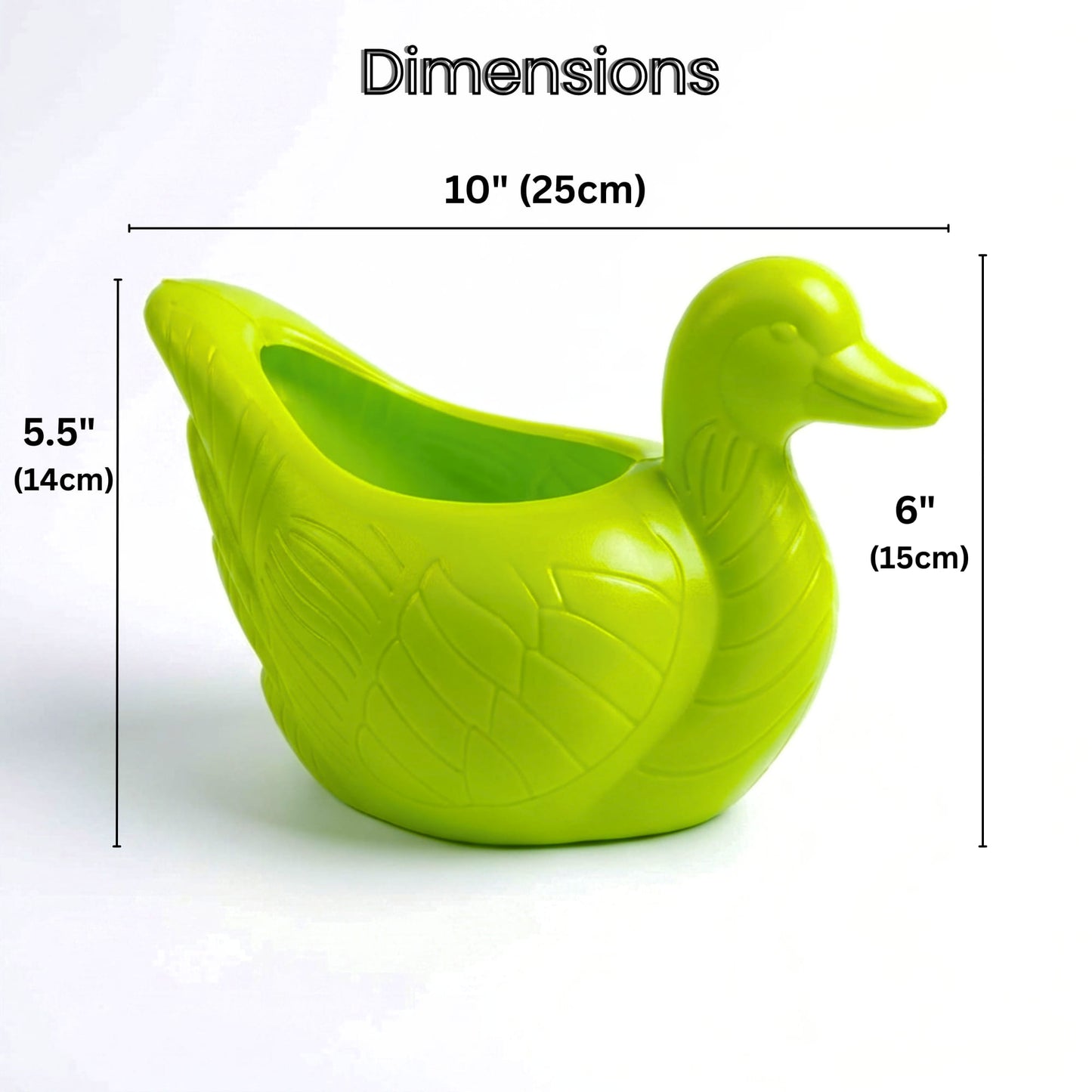 Duck Plastic Pot, Unique and Charming Decorative Planters, Ideal for Indoor and Outdoor Gardening or Gifting Purpose (Pack of 1, Lime  Green)