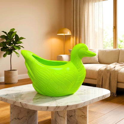 Duck Plastic Pot, Unique and Charming Decorative Planters, Ideal for Indoor and Outdoor Gardening or Gifting Purpose (Pack of 1, Lime  Green)