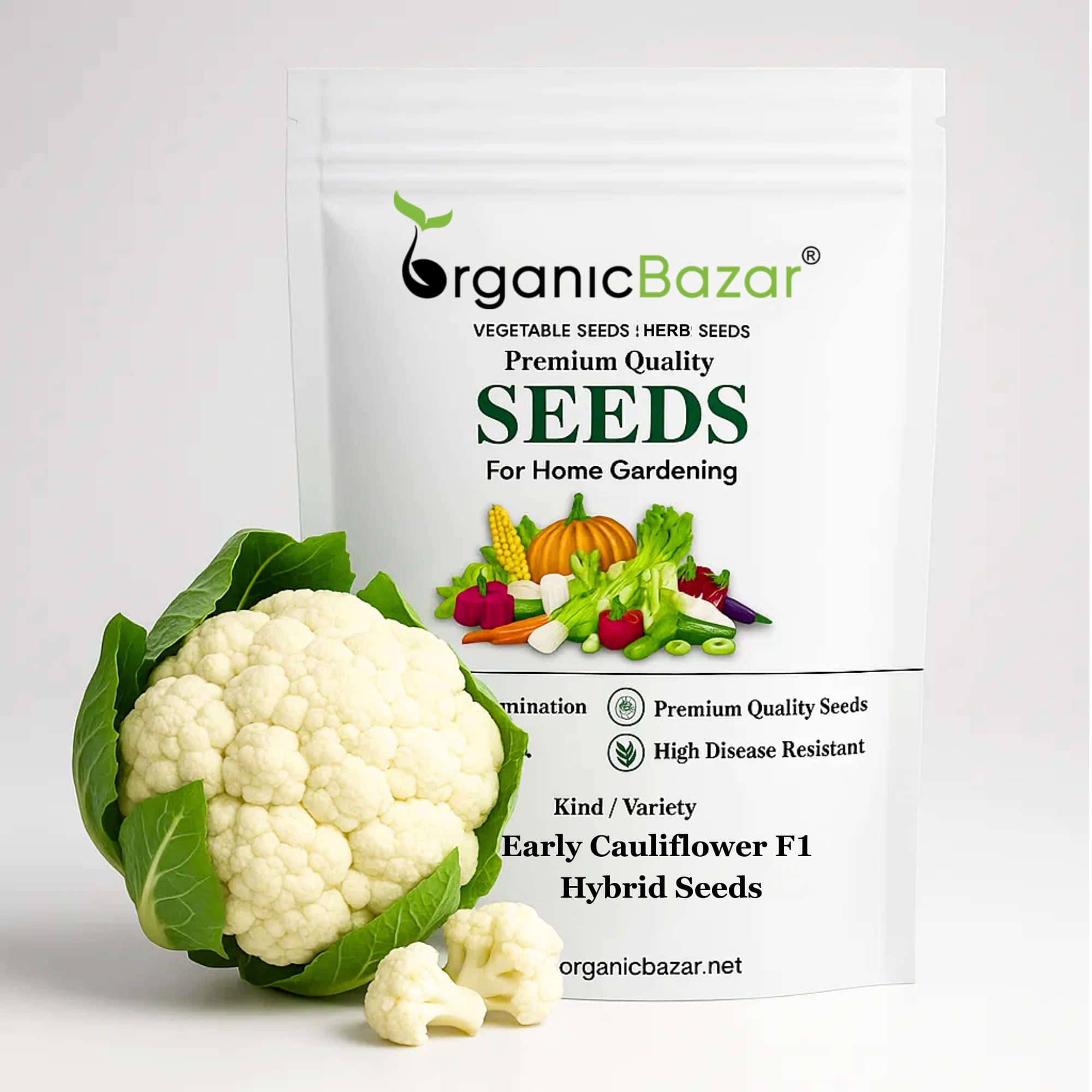 Early Cauliflower F1 Hybrid Seeds - 100 Seeds(Phool Gobhi/फूलगोभी के बीज) Early Harvest Variety 🥦 | Easy to Grow 🌱 | Ideal for Terrace & Kitchen Gardening 🏡