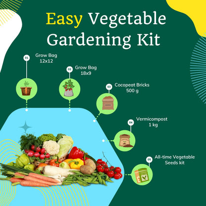 OrganicBazar Easy Vegetable Gardening Kit for Home Garden - Starter Kit