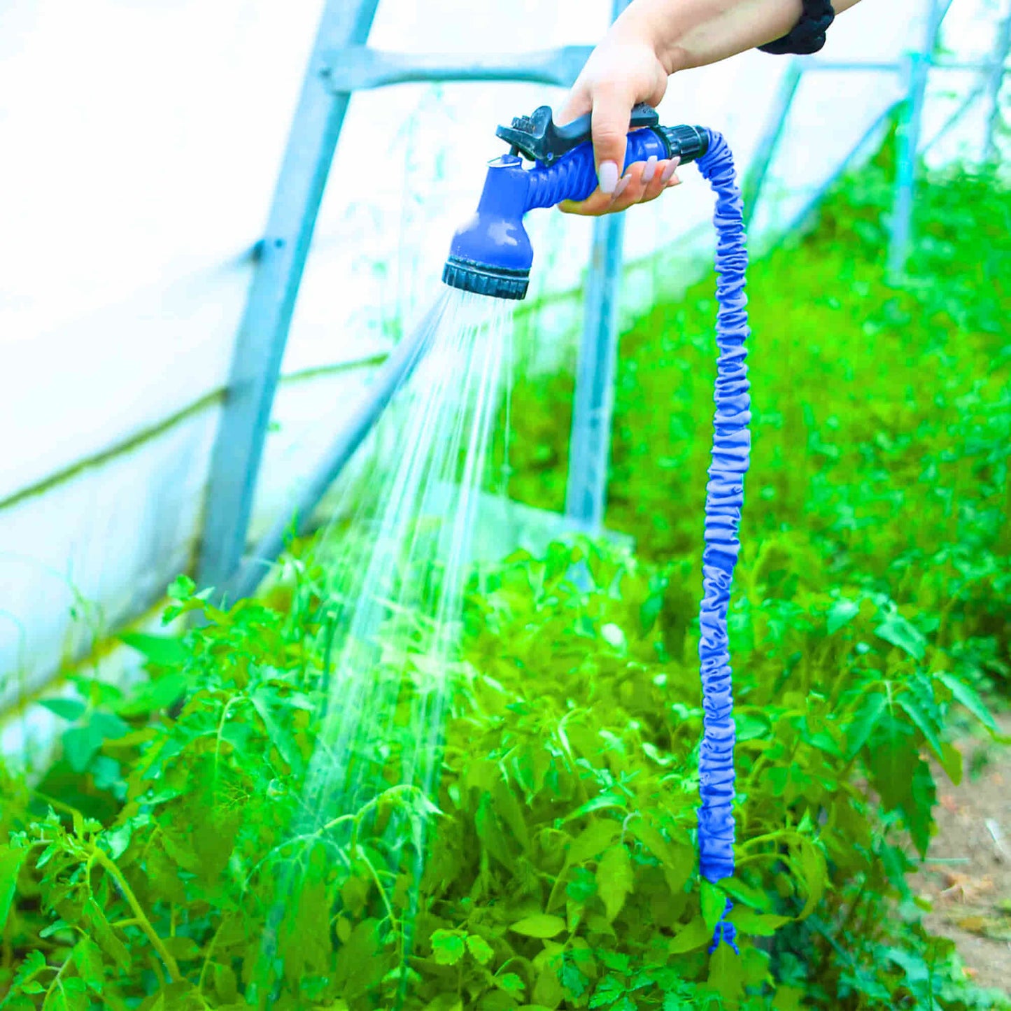 Expandable Hose Pipe with Spray Gun – For Garden| Lightweight, Flexible Water Hose with Nozzle (Blue)