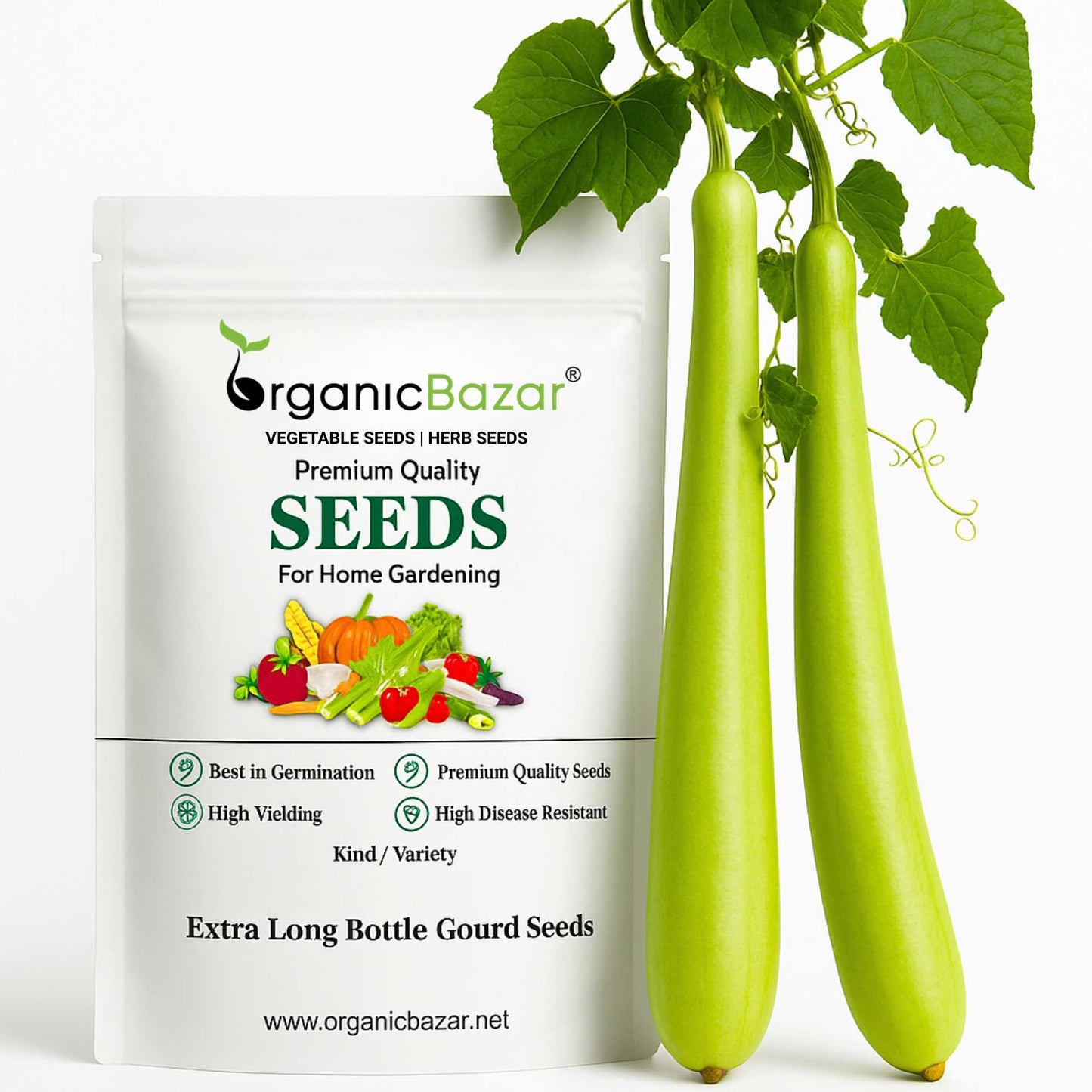 Extra Long Bottle Gourd (Lauki / Ghiya) Seeds (6 फीट लंबी लौकी के बीज)