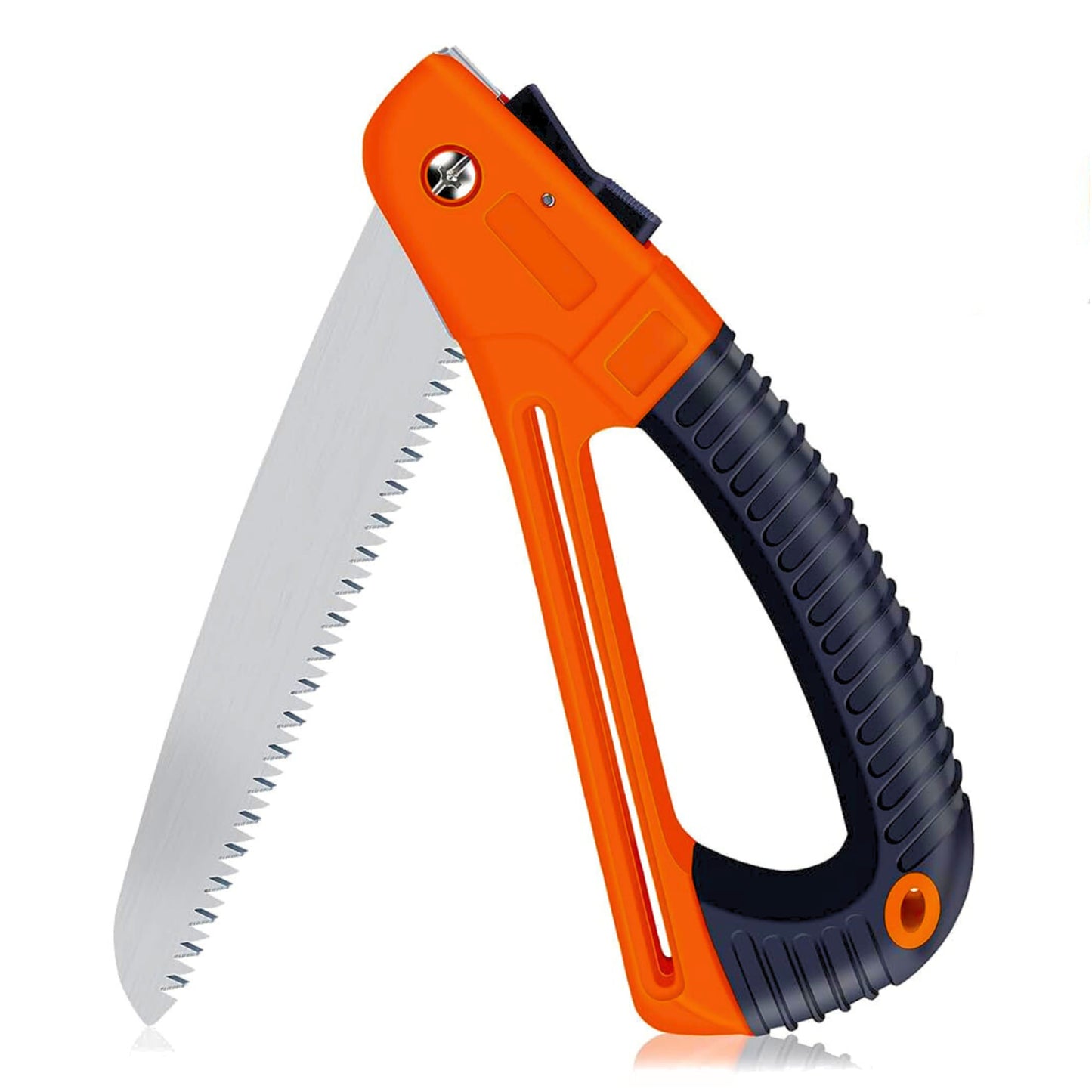 Folding Pruning Saw Stainless Steel Fine Teeth Blade with Locking System | Foldable, Anti-Slip Handle | For Wood, PVC Pipe & DIY Crafts (Orange-Black)