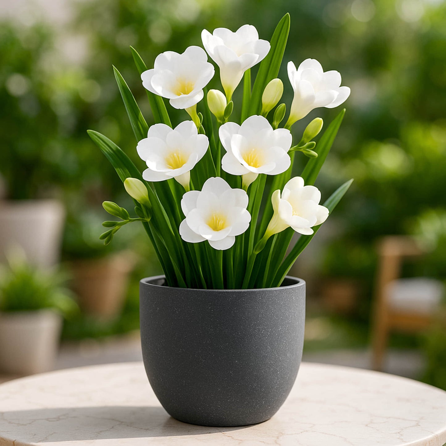 Freesia White Flower Bulbs (05 bulbs)