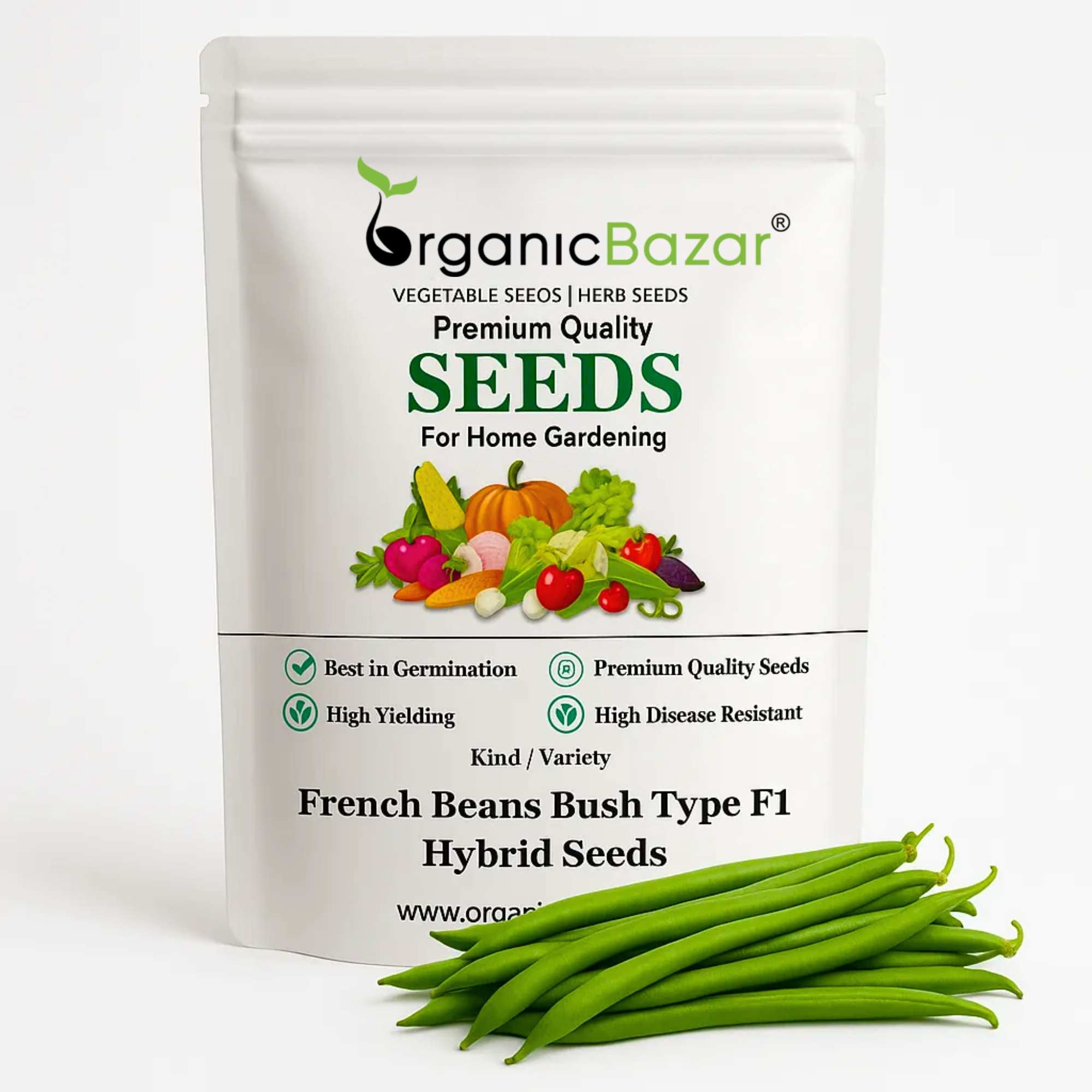 French Beans Bush Type (Dwarf) F1 Hybrid Seeds - 20 Seeds (फ्रेंच बीन्स के बीज) High Germination, Easy to Grow, High Yield Seeds For Terrace Gardening