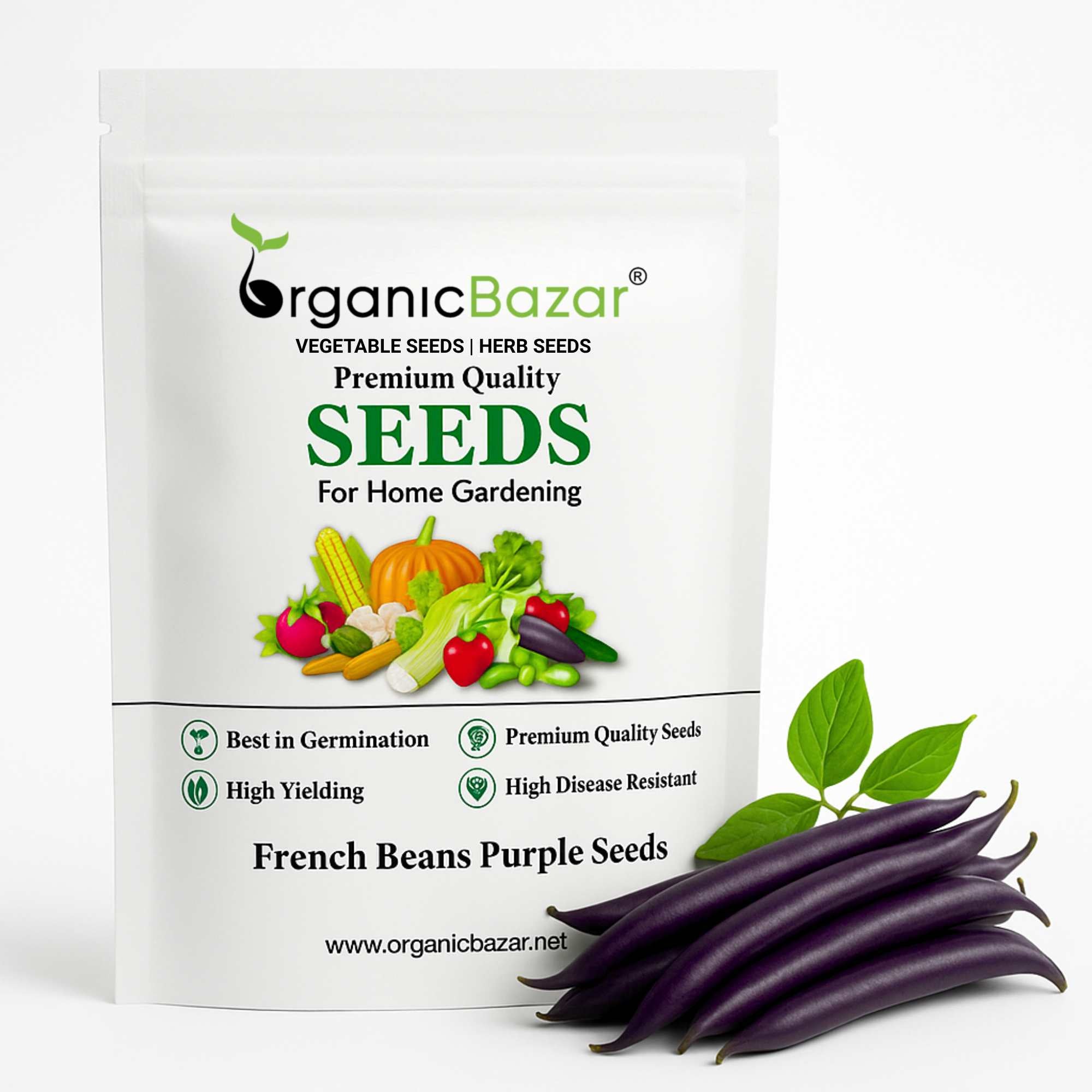 French Beans Purple Seeds - 15 Seeds (फ्रेंच बीन्स के बीज)  High Germination, Easy to Grow, High Yield Seeds For Terrace Gardening