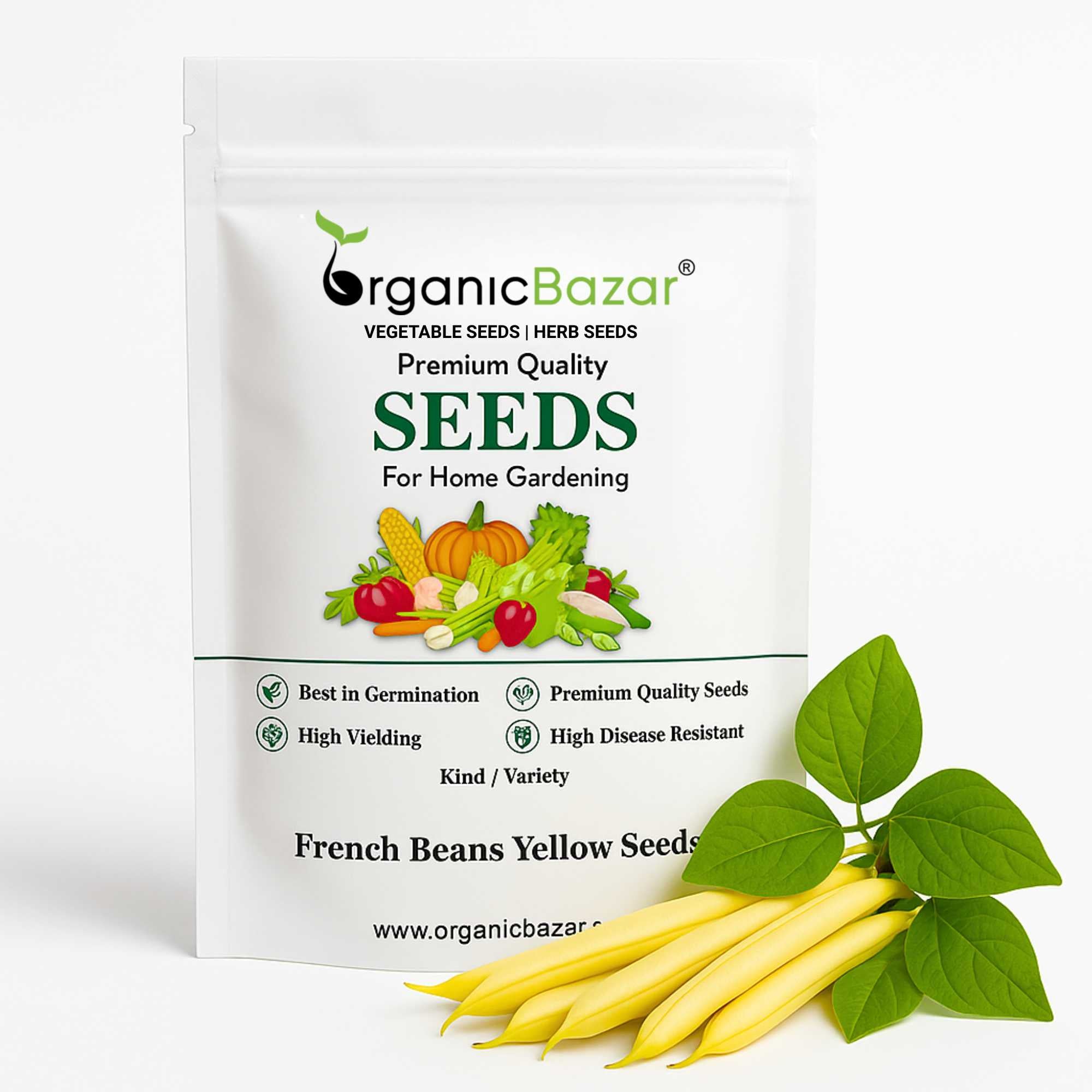 French Beans Yellow Seeds - 15 Seeds (फ्रेंच बीन्स के बीज) High Germination, Easy to Grow, High Yield Seeds For Terrace Gardening
