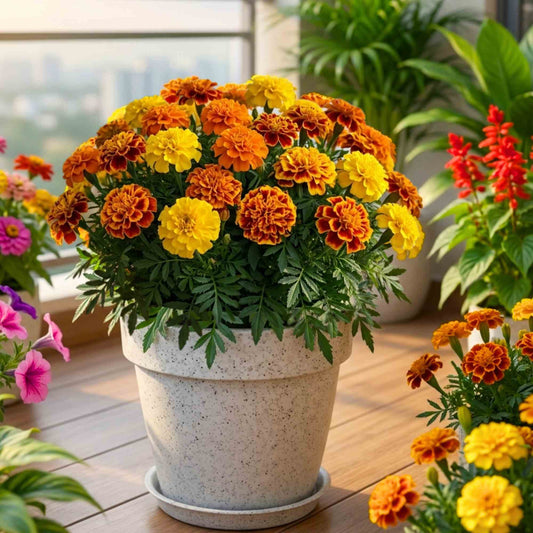 French Marigold Bonanza Mix Color Flower Seeds - 30 Seeds (Genda/गेंदा के फूल के बीज) High Germination/ Easy To grow/ Perfect for pots, balconies, or Terrace gardens