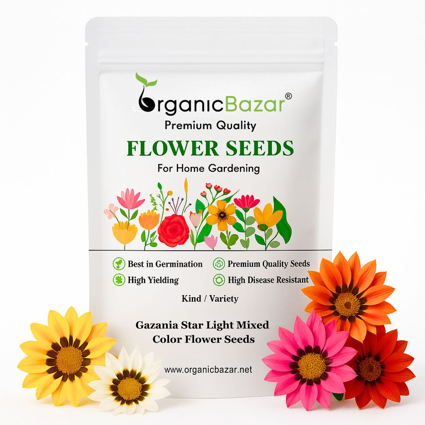 Gazania Star Light Mixed Color Flower Seeds (150 Seeds) Easy To Grow, High Germination, Perfect for pots, balconies, or Terrace gardens
