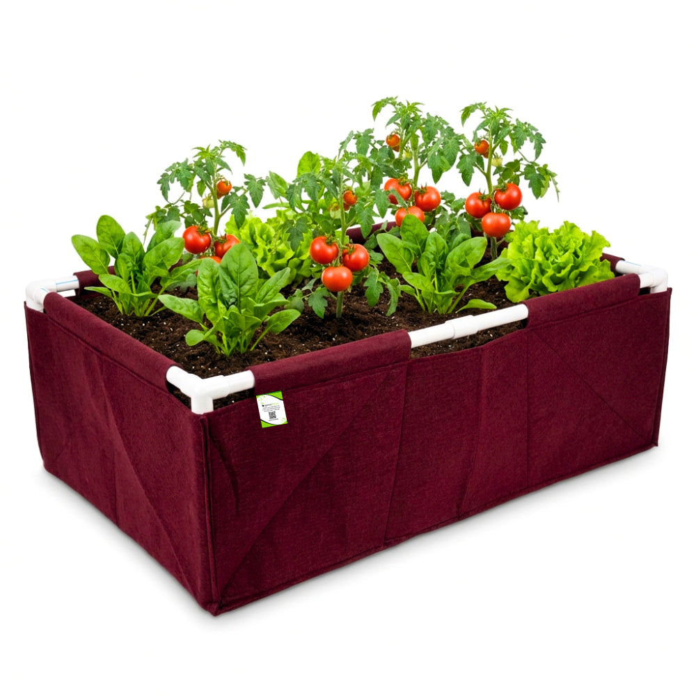 OrganicBazar 36x24x12 Geo Fabric Rectangular Grow Bag With Supporting PVC Pipes, Premium Geo Fabric 450 GSM for Terrace Garden