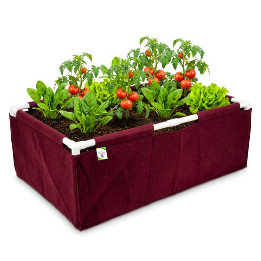 OrganicBazar 36x24x12 Geo Fabric Rectangular Grow Bag With Supporting PVC Pipes, Premium Geo Fabric 450 GSM for Terrace Garden