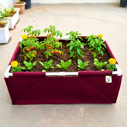 OrganicBazar 36x24x12 Geo Fabric Rectangular Grow Bag With Supporting PVC Pipes, Premium Geo Fabric 450 GSM for Terrace Garden