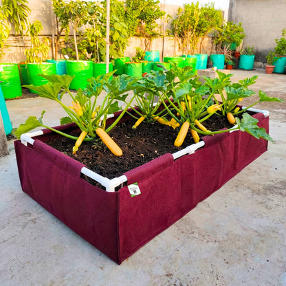 OrganicBazar 72x36x12 Geo Fabric Rectangular Grow Bag With Supporting PVC Pipes, 450 GSM Raised Bed for Terrace Garden