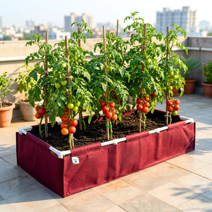 OrganicBazar 72x36x12 Geo Fabric Rectangular Grow Bag With Supporting PVC Pipes, 450 GSM Raised Bed for Terrace Garden