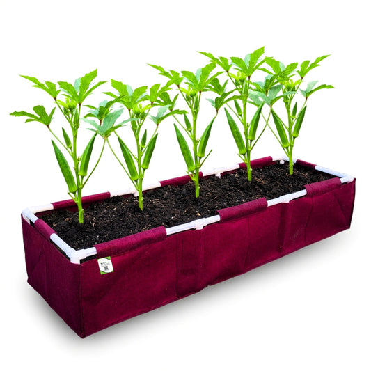 OrganicBazar 60x12x12 Geo Fabric rectangular Grow Bag With Supporting PVC Pipes for Terrace and Balcony Garden