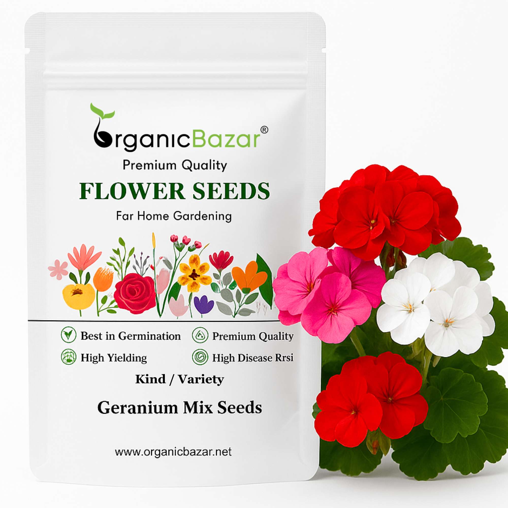 Geranium Mix Seeds (10 Seeds)  Easy To Grow, High Germination, Perfect for pots, balconies, or Terrace gardens