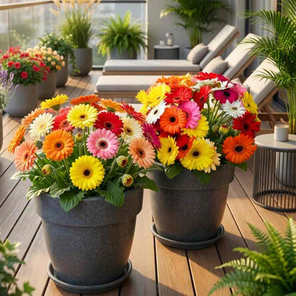 Gerbera Mixed Color Flower Seeds (10 Seeds) High Germination/Multi-Color Blooms/ Perfect for Pots, Terrace or Balcony Garden