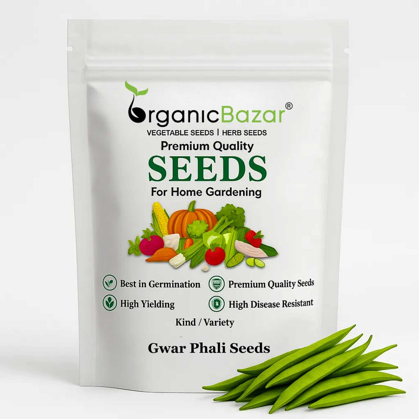 Gwar Phali Seeds - 50 Seeds (Cluster Beans/क्लस्टर बीन्स/ग्वार फली के बीज) High Germination, Easy to Grow Seeds For Terrace Gardening