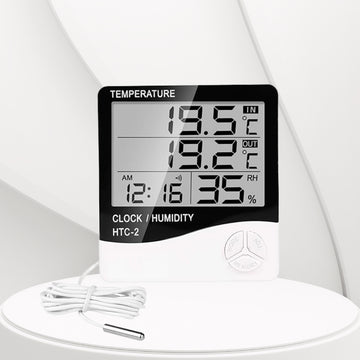 HTC-2 Digital Temperature Humidity Meter Clock With Sensor Cable