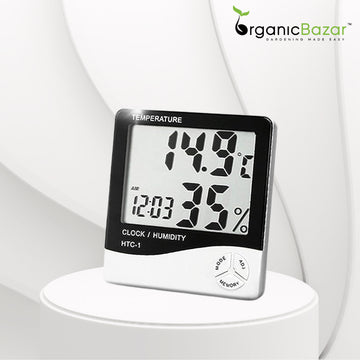 HTC-1 Digital Temperature Humidity Meter with clock Big LCD Display