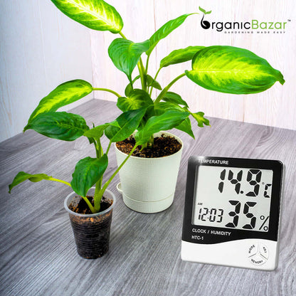HTC-1 Digital Temperature Humidity Meter with clock Big LCD Display