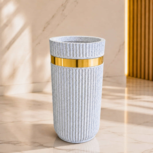 Hycross Roto Moulded Tall Planter with 10+ Years Durability | 12" x 25" | Granite Ribbed Finish Big Pot for Indoor & Outdoor