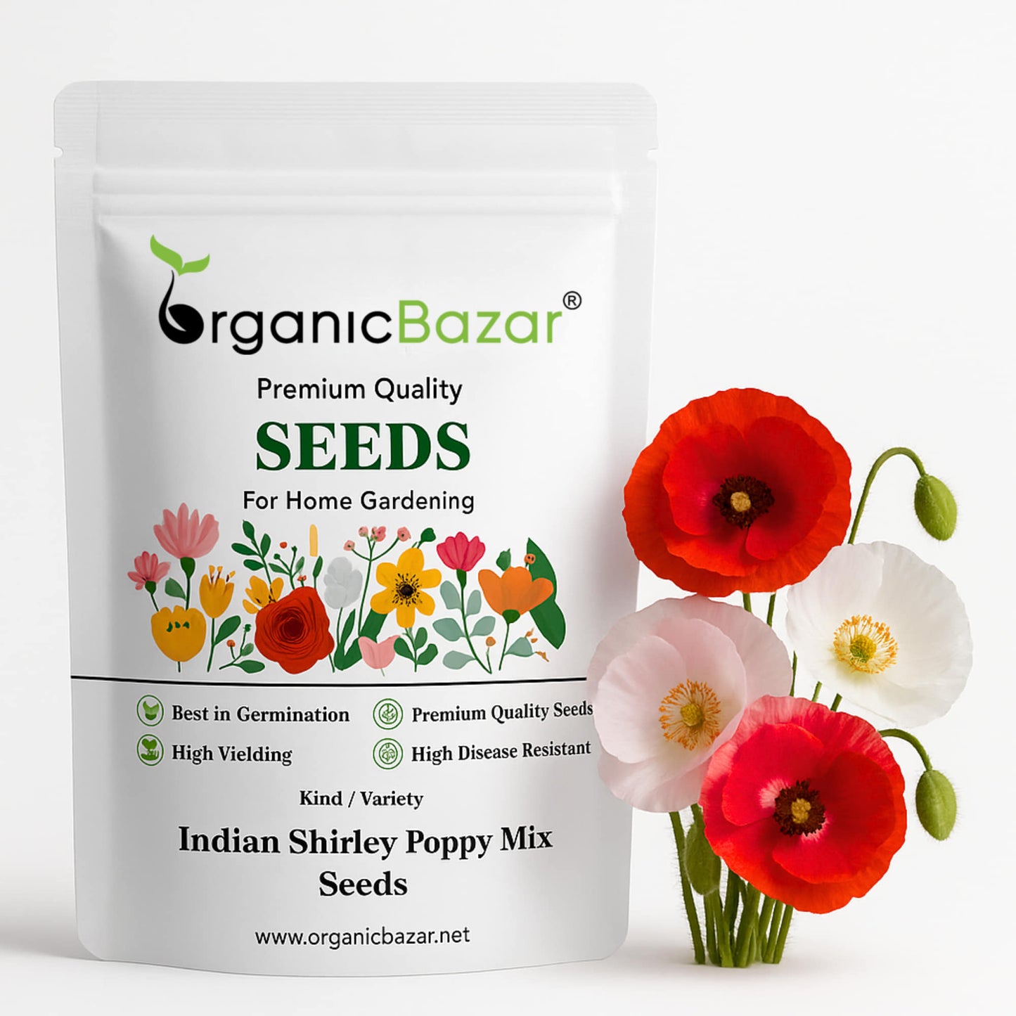 Indian Shirley Poppy Mix Seeds (400 Seeds) High Germination, Perfect for pots, balconies, or Terrace gardens