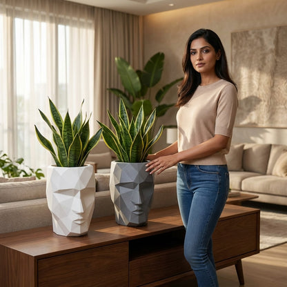 Iron Man Face Planter Pot (Pack of 1) – Luxury Geometric Designer Plant Pots for Living Room, Bedroom, Office, Villa, & premium commercial interiors