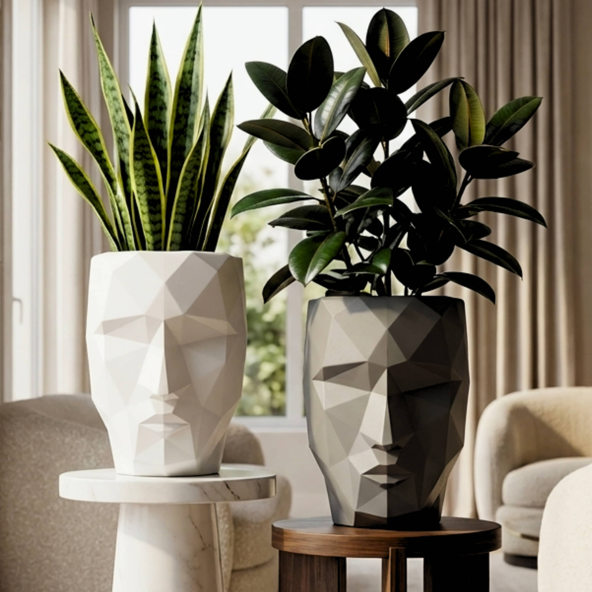 Iron Man Face Planter Pot (Pack of 1) – Luxury Geometric Designer Plant Pots for Living Room, Bedroom, Office, Villa, & premium commercial interiors