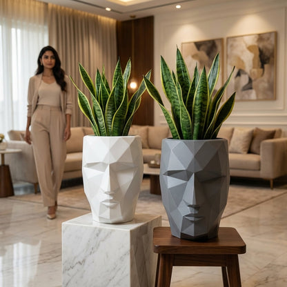 Iron Man Face Planter Pot (Pack of 1) – Luxury Geometric Designer Plant Pots for Living Room, Bedroom, Office, Villa, & premium commercial interiors