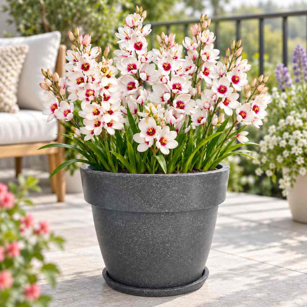Ixia Spot Light (White And Pink) Flower Bulbs (05 Bulbs)