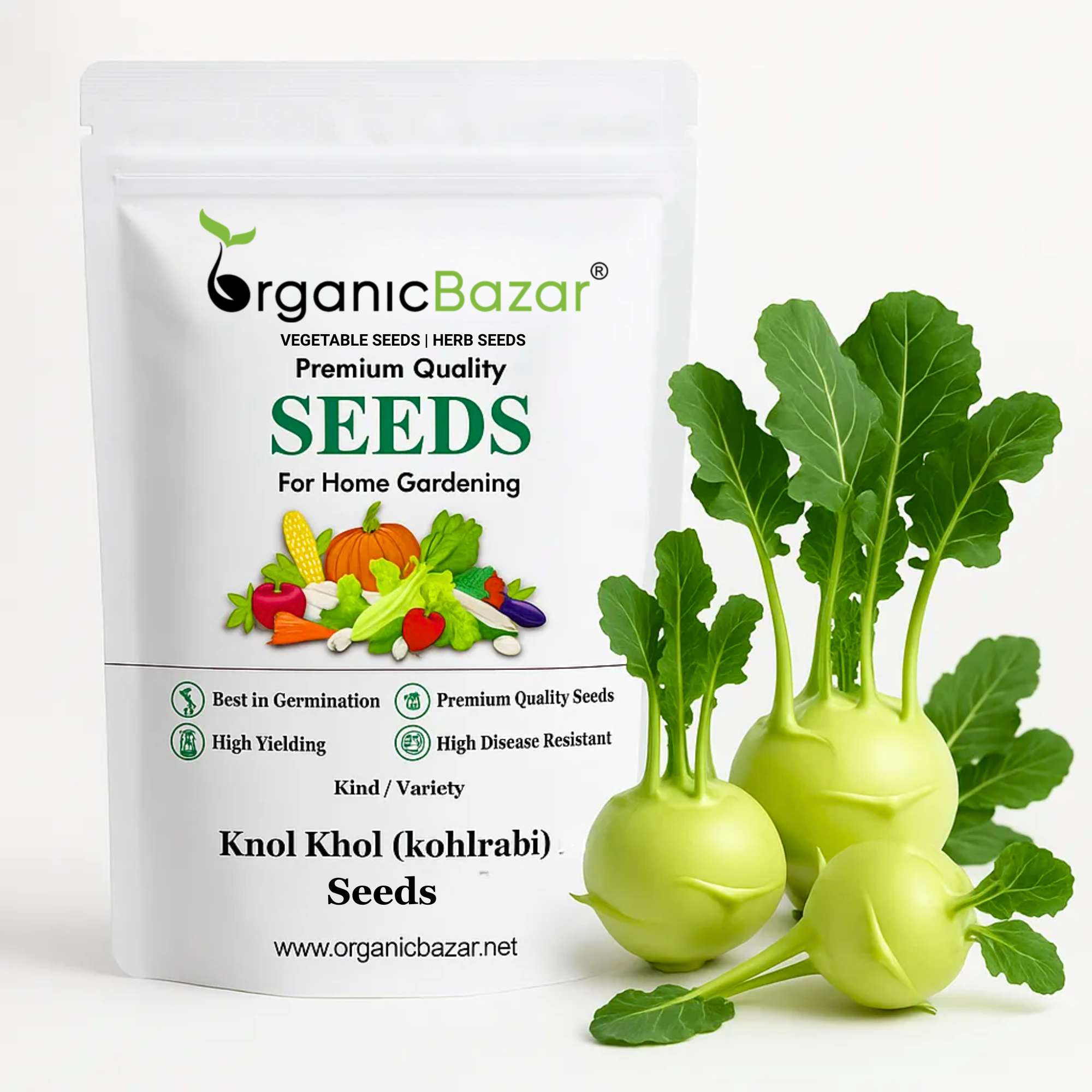 Knol Khol (kohlrabi) Seeds - 150N (Ganth Gobhi/गांठ गोभी के बीज)