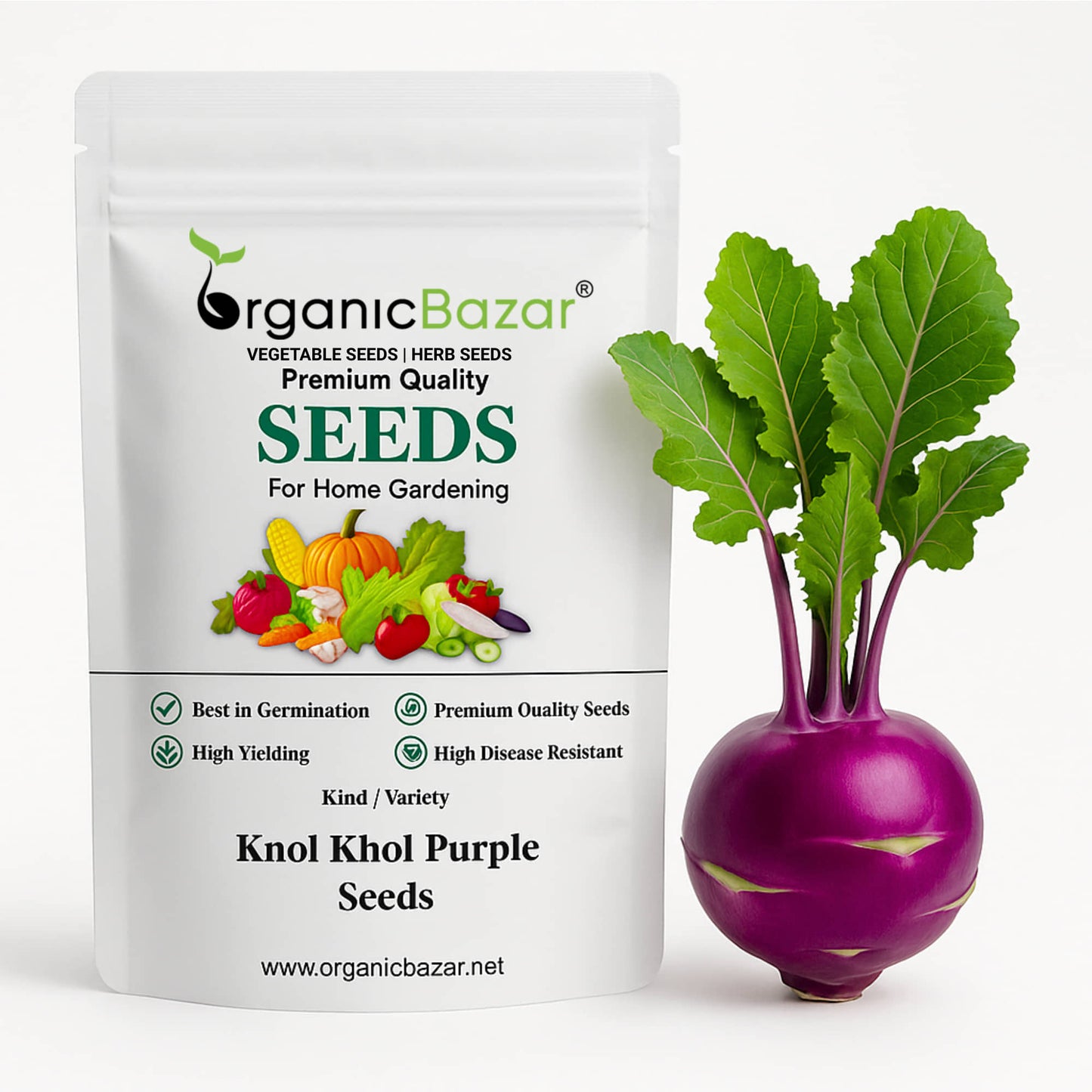 Knol Khol Purple Seeds - 50 Seeds (Ganth Gobhi/गांठ गोभी के बीज)