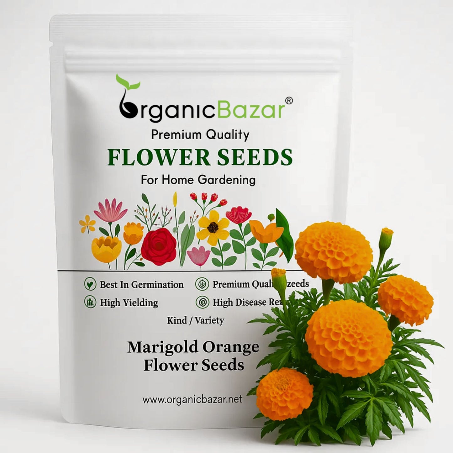 Marigold Orange Flower Seeds - 100 Seeds (Genda/ गेंदा के बीज) High Germination/ Easy To grow/ Perfect for pots, balconies, or Terrace gardens