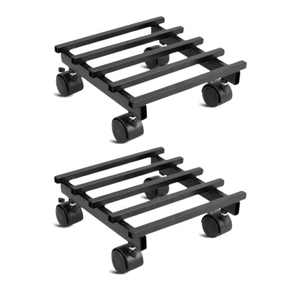 OrganicBazar Heavy Duty Plant Stand with Wheels | Plant Caddy with Wheel | Wheel Pot Trolley for Balcony, Indoor & Outdoor Garden | Rust-Proof Metal Gamla Stand (Black, Pack of 2)