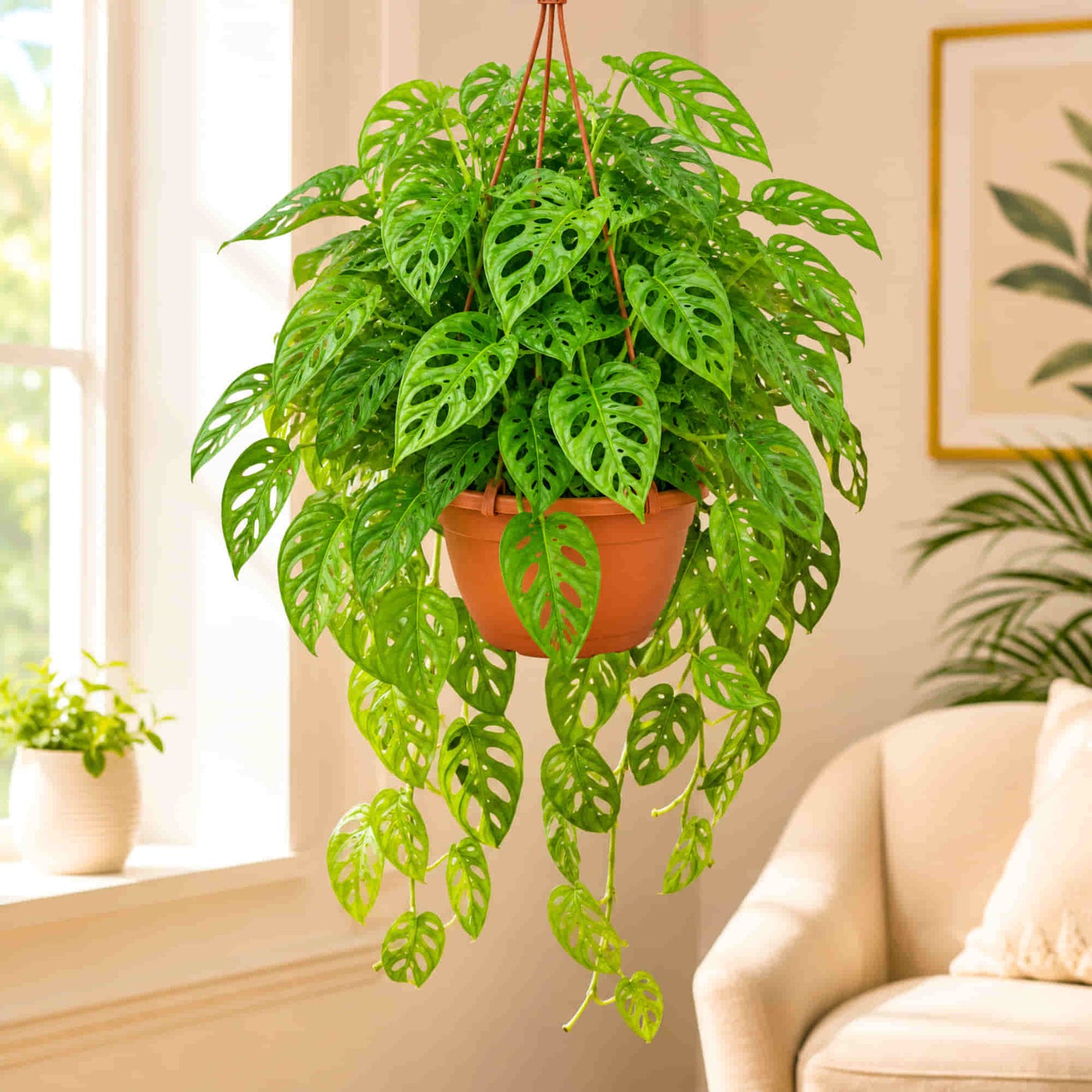 Monstera Adansonii (Swiss Cheese Vine) Live Plant with Hanging Basket