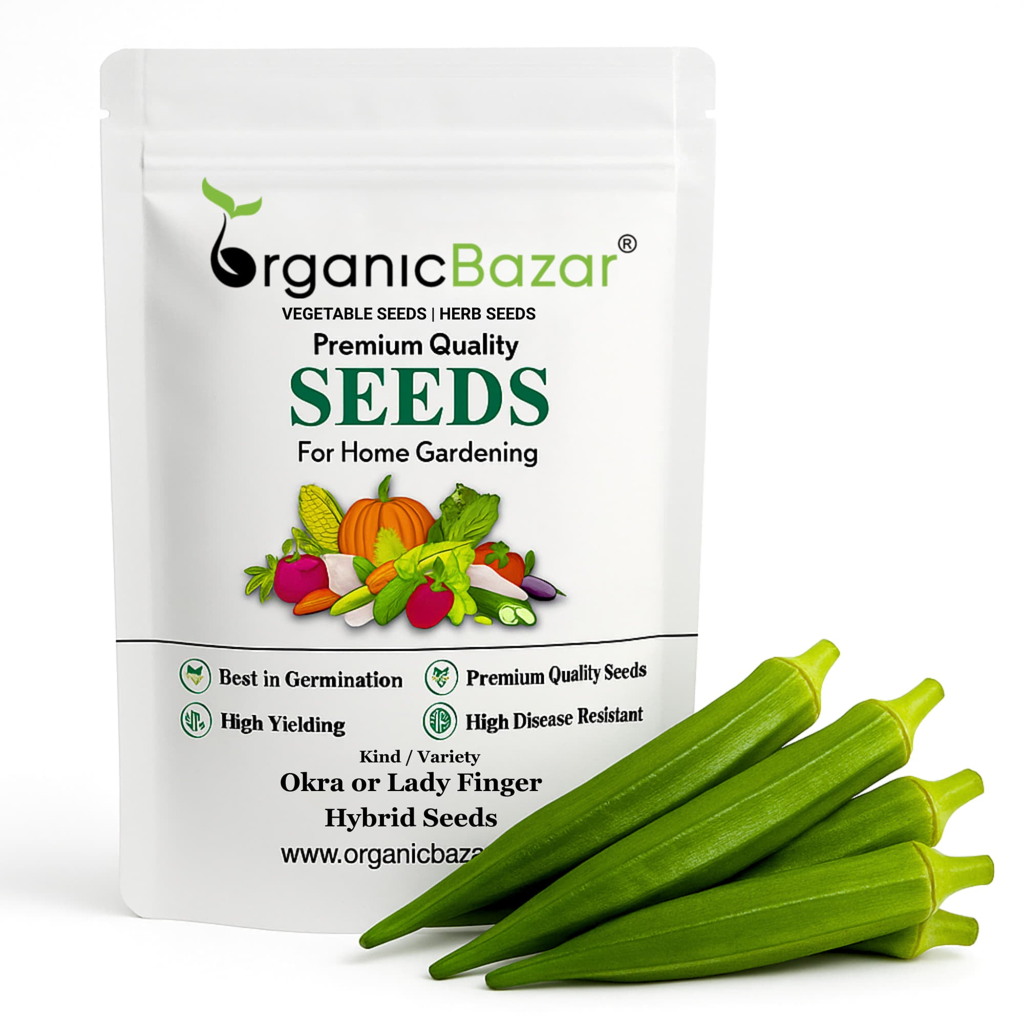 Okra or Lady Finger (bhindi) Hybrid Seeds - 50 Seeds (भिंडी के बीज) Easy To grow, High Germination, High Yield Okra Seeds for Home Gardening