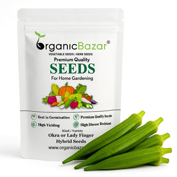 Okra or Lady Finger (bhindi) Hybrid Seeds - 50 Seeds (भिंडी के बीज) Easy To grow, High Germination, High Yield Okra Seeds for Home Gardening