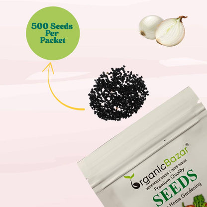 Onion (Pyaj) White Globe Seeds - 500 Seeds (सफेद प्याज के बीज) High Yield/High Germination/Best Seeds for Terrace Gardening