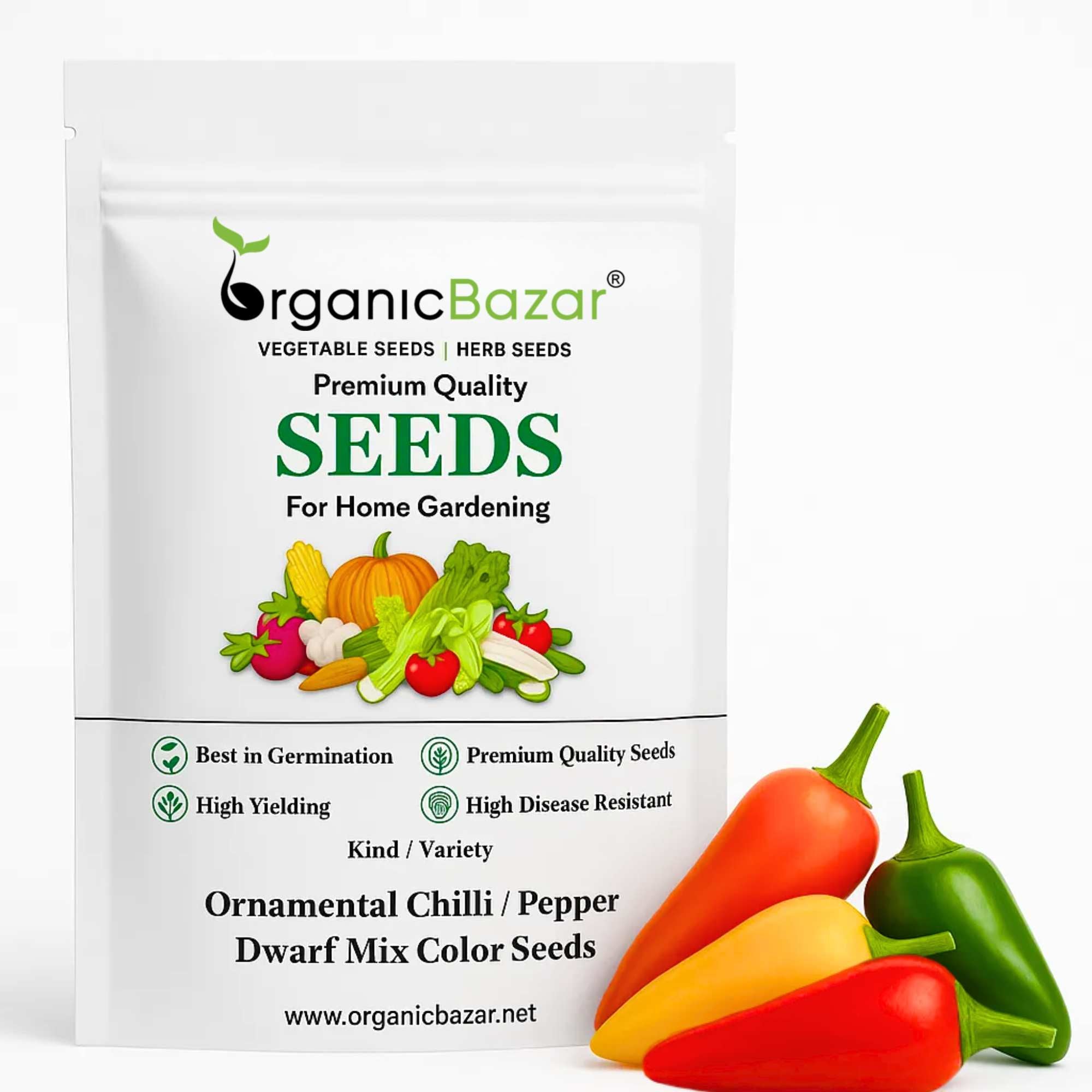 Ornamental Chilli/ Pepper Dwarf Mix Color Seeds -  (10 Seeds) High Yield | High Germination | Ideal for indoor/outdoor use