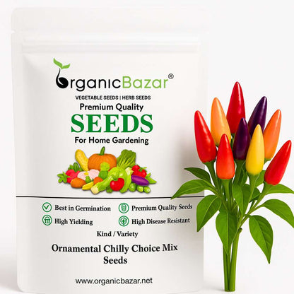 Ornamental Chilly Choice Mix Seeds - (50 Seeds) High Yield | High Germination | Best for Home Gardens (मिर्च के बीज)