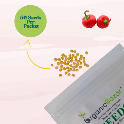 Ornamental Chilly Choice Round Mix Seeds -  (50 Seeds) High Yield | High Germination | Best for Home Gardens (मिर्च के बीज)