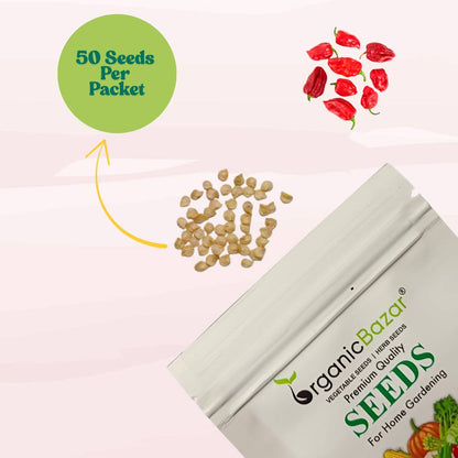 Pepper Habanero Red Seeds (50 Seeds) High Yield | High Germination | Best for Home Gardens