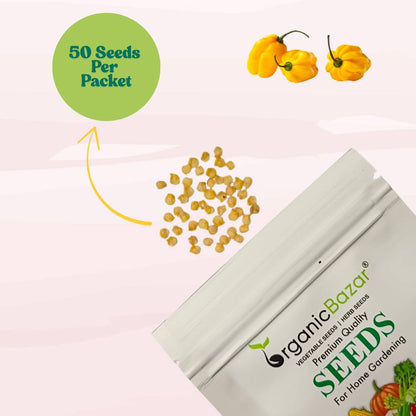 Pepper Habanero Yellow Seeds (50 Seeds) High Yield | High Germination | Best for Home Gardens