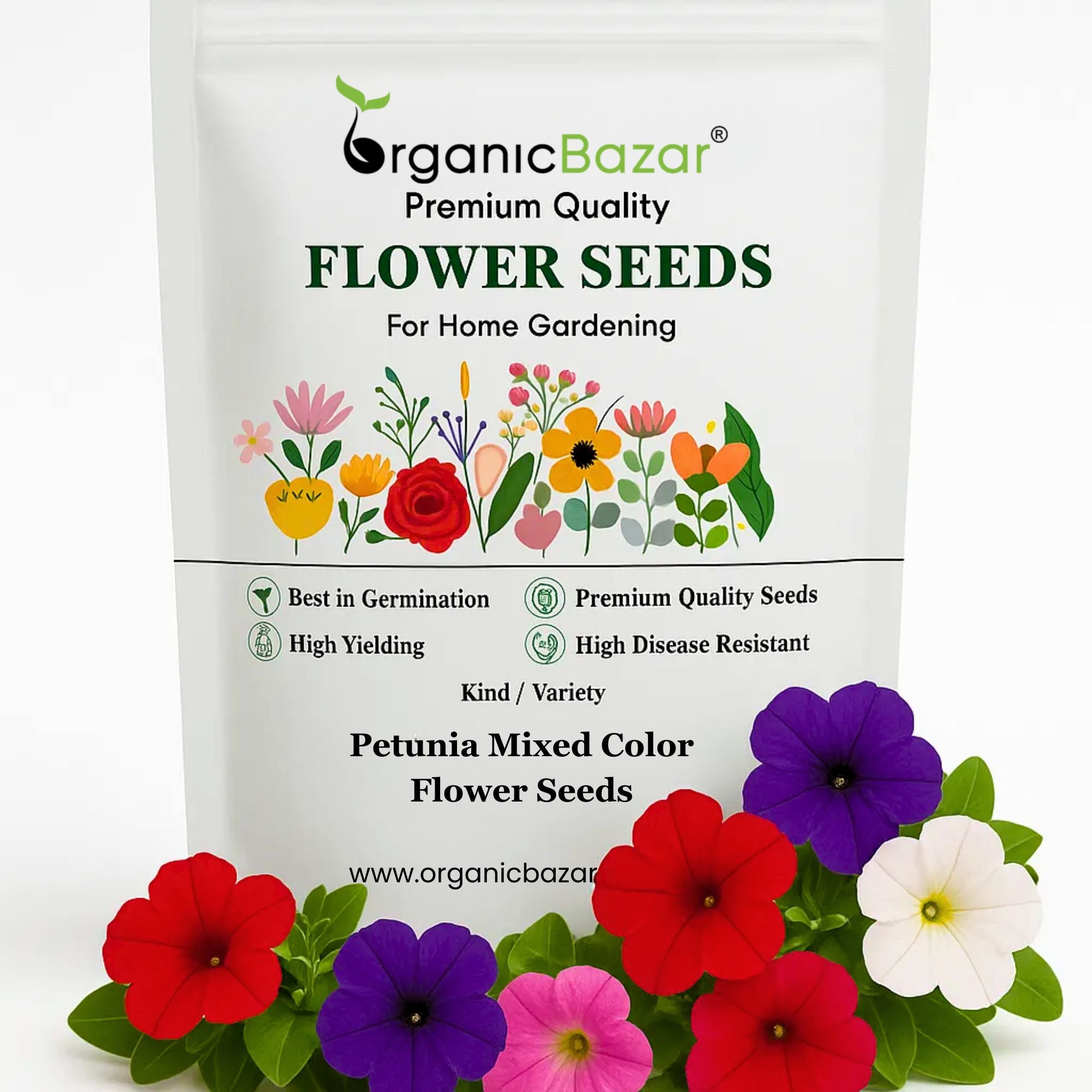 Petunia Mixed Color Flower Seeds (300 Seeds) High Germination/ Easy To grow/ Perfect for pots, balconies, or Terrace gardens