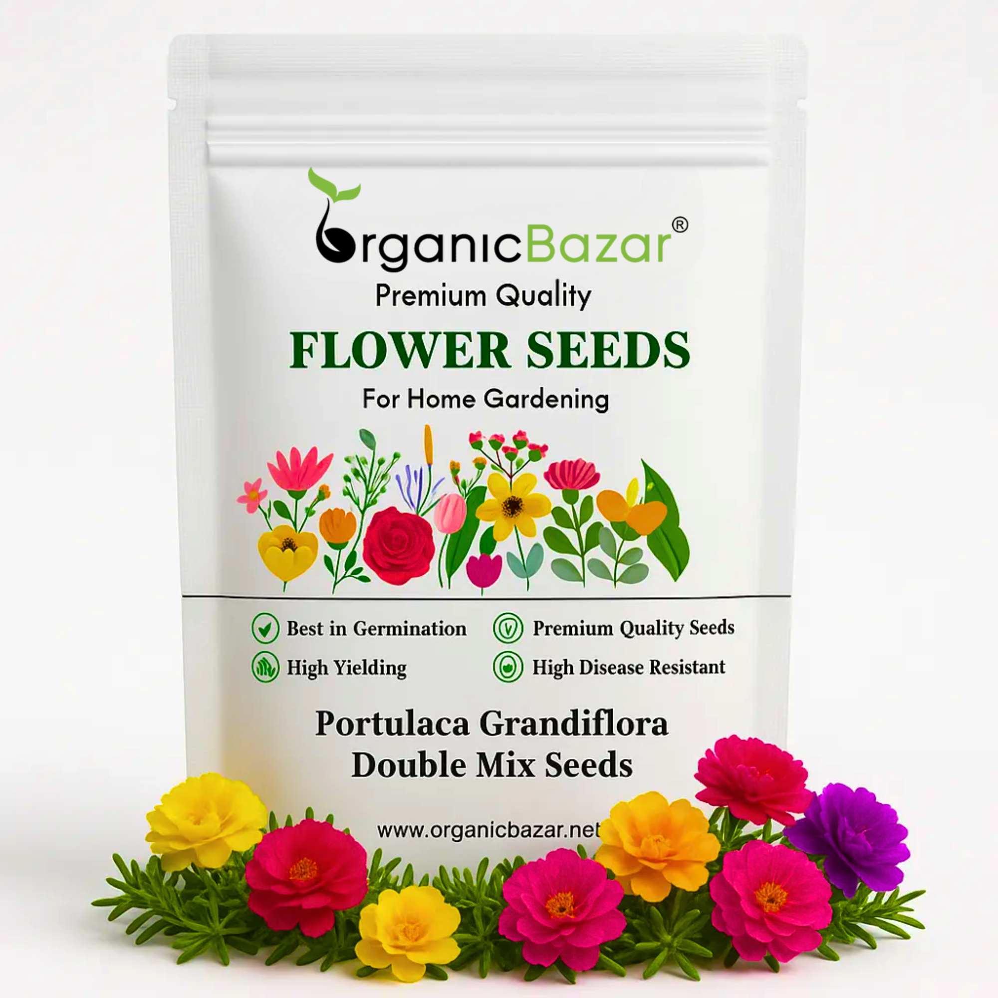 Portulaca Grandiflora (Moss Rose) Double Mix Seeds (500 Seeds) High Germination/ Easy To grow/ Perfect for pots, balconies, or Terrace gardens