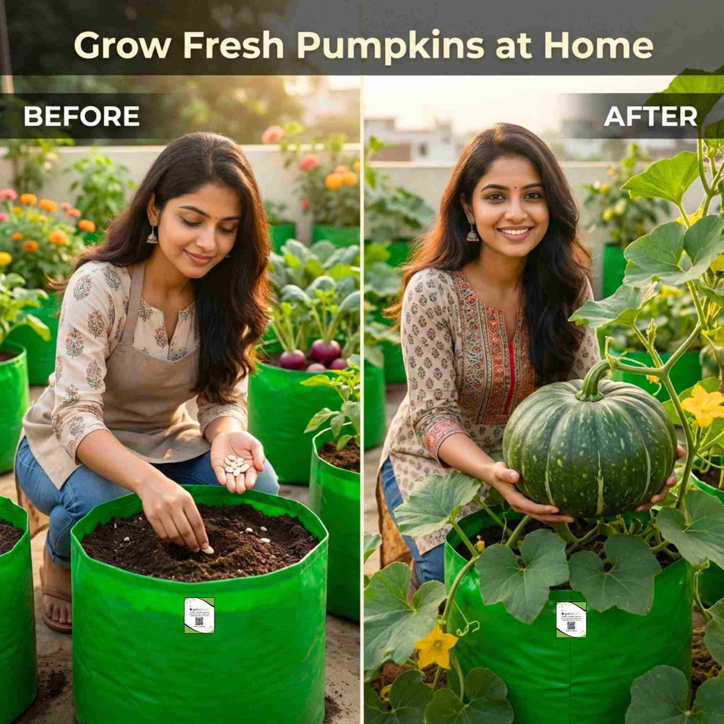 Pumpkin (kaddu) Seeds - 12 Seeds (कद्दू के बीज) Easy To grow, High Germination, High Yield Kaddu Seeds for Home Gardening