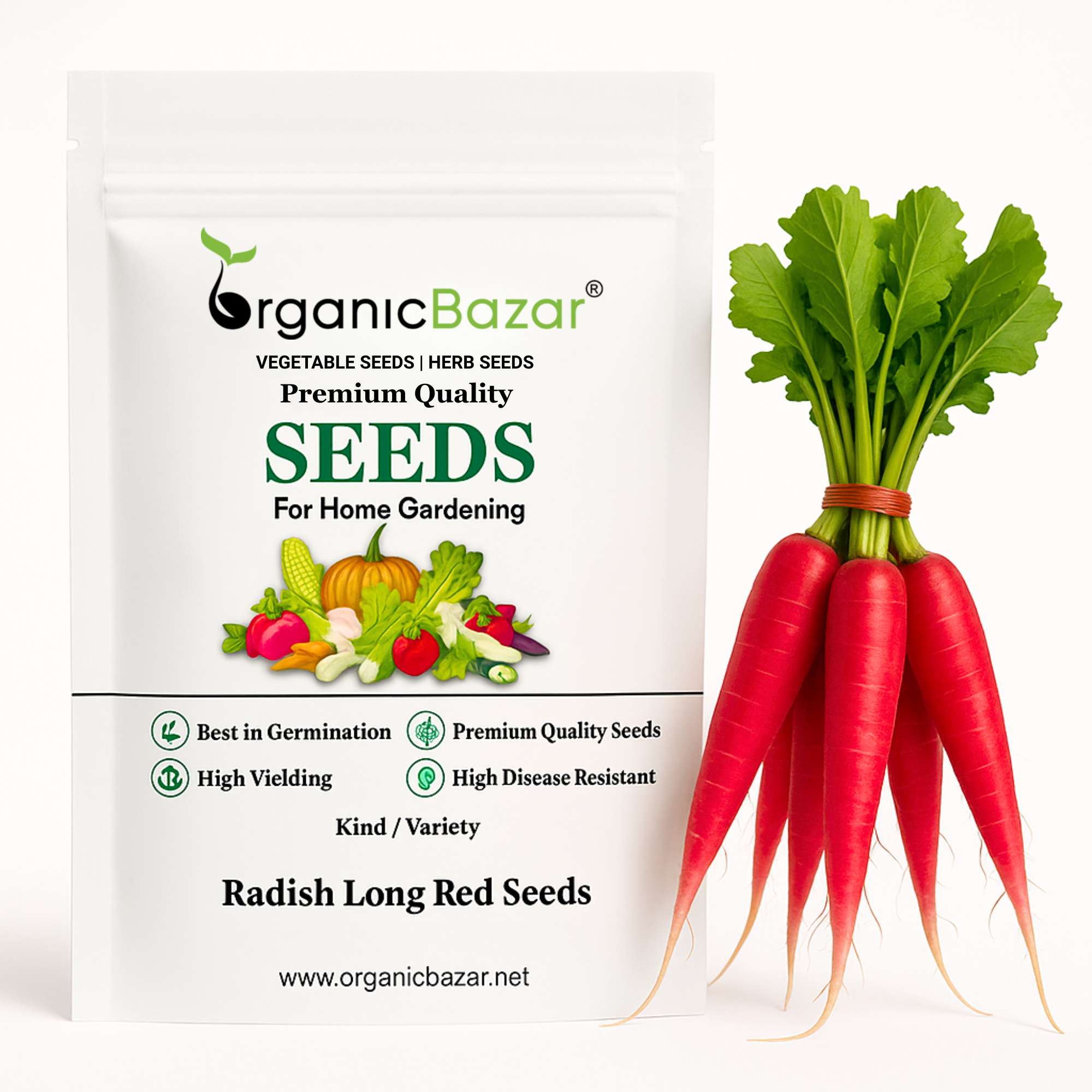 Radish Long Red Seeds (250 Seeds)