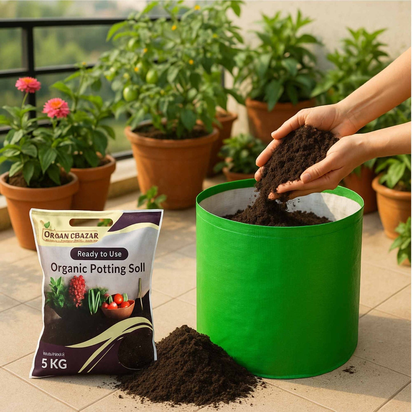 Ready to Use Organic Potting Soil Mix - 5kg For Home Gardening